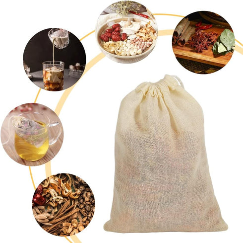 YQL Spice Bags for Cooking, 30PCS 4x6 Inch Muslin Bags with Drawstring, Reusable Natural Cotton Sachet