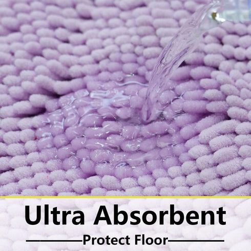 Bathroom Rugs Chenille 3-Piece Extra Soft and Absorbent Shag Bathroom Mats, Machine Wash Mat, Strong PVC Non-Slip