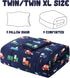 Set Set Set 2 Yibeizi Car Kids Comforter for Boys Twin, Cute Reversible Quilted Navy Blue Printed Construction Toddler