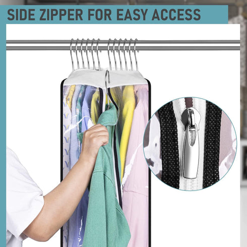 MISSLO 10" Gusseted All Clear Garment Bags, 40" Suit Bags for Closet Storage, 3 Packs for Hanging Clothes