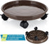 Skelang 3 11.8" Pcs Plant Caddy, Plant Stand, Round Plant Pallet Pot with Lock Wheels, Rolling Tray Planter Trolley