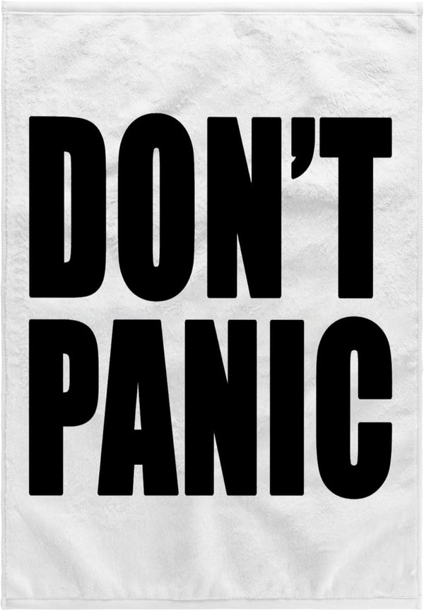 3D Rose Don't Panic Hand Towel, Black, 15" x 22"