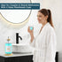 BTIFU Countertop 14oz/410ml Glass Mouthwash Dispenser for Bathroom Refillable Mouthwash Bottle with Stainless Steel