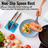 Zulay Kitchen Silicone Utensil Rest with Drip Pad, BPA-Free, Heat-Resistant Spoon Holder, Blue