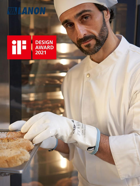 LANON Liquid Silicone Gloves, Heat Resistant Oven Gloves, Food Grade, Waterproof, White, XXL