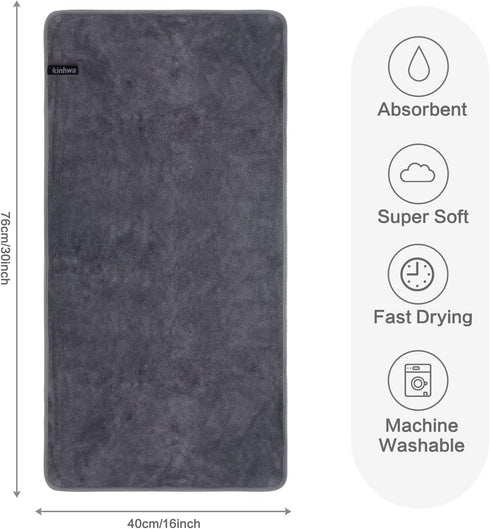 KinHwa Microfiber Hand Towels for Bathroom, Soft and Absorbent Face Towels, 2 Pack Gray