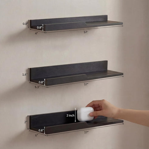 Set 3 Rebee Vision Modern Floating Shelves of : Farmhouse Wall Mounted Bedroom Decor Aesthetic for Multifunctional