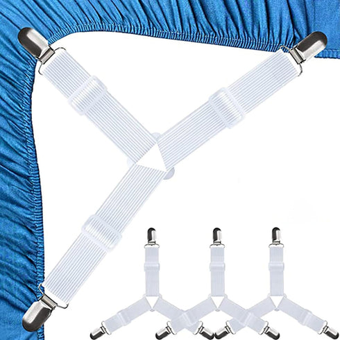 RZJZGZ 4Pcs Bed Fitted Sheet Straps Clips Adjustable Crisscross Sheets Clip Holder