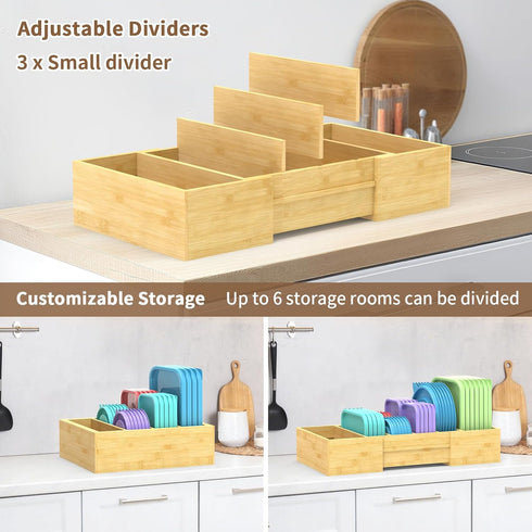 Countertop 3 Retro Shaw Large Expandable Kitchen Lids Organizer for Cabinet, Covers, Pantry, Drawer & Storage