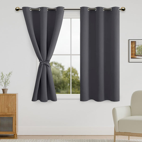 DWCN Blackout Curtains for Bedroom & Living Room, Thermal Insulated Light Blocking Drapes with Tiebacks, 42 x 54