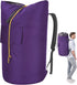 Extra Large Heavy Duty College Laundry Bag, Purple 115L Backpack with Handle and Drawstring Closure