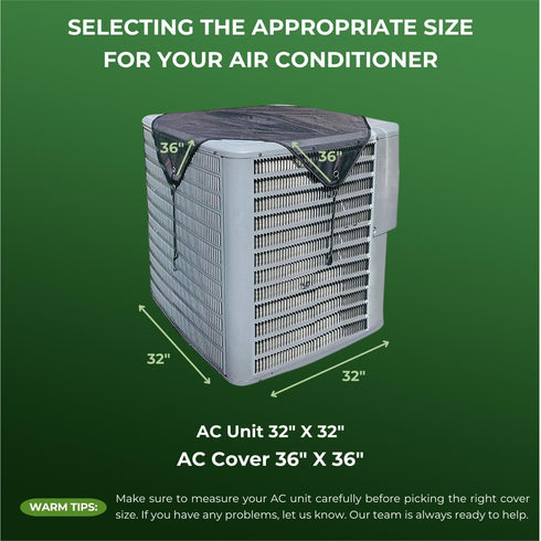 Universal Air Conditioner Cover 36x36, Outside Unit Shade, Heat Pump Mesh Protector, Round Compressor Defender