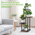 YOCOMEY 4 Tier Wood Tall Plant Stand Metal Rack Indoor, Multiple Flower Pot Holder Shelves Corner Rack, Round Planter