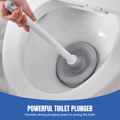 2 Pack Set Toilet Brush and Holder with Plunger, Crevice Cleaning Brush for Deep Cleaning, Space Saving Storage