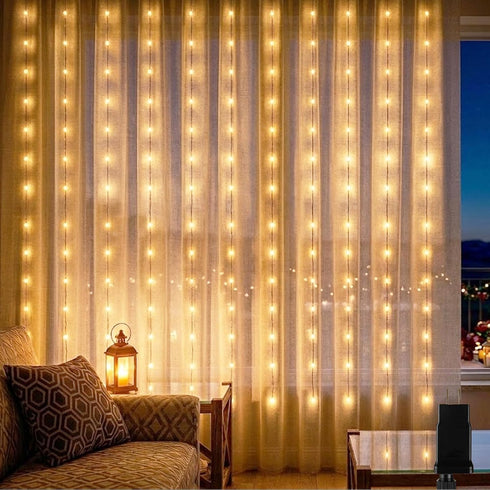 Vigdur Led Curtain String Lights, 8FT Window Fairy Lights for Bedroom with