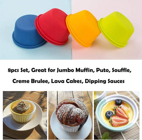 Webake Silicone Cupcake Baking Cups Set of 8, Reusable Jumbo Muffin Liners, BPA Free