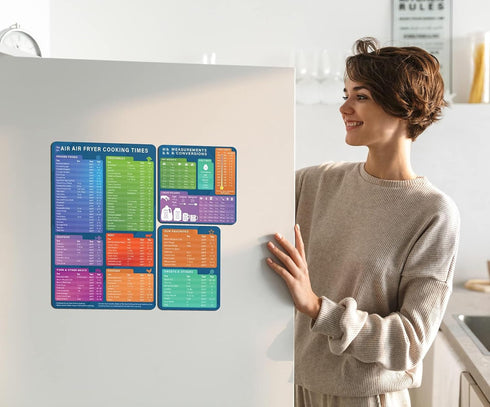 Air Fryer Magnetic Cheat Sheet and Kitchen Conversions,Air Fryer Cooking Times Chart Magnet,Quick Reference Guide for Cooking and Frying (Air Fryer Chart & Kitchen Conversions)