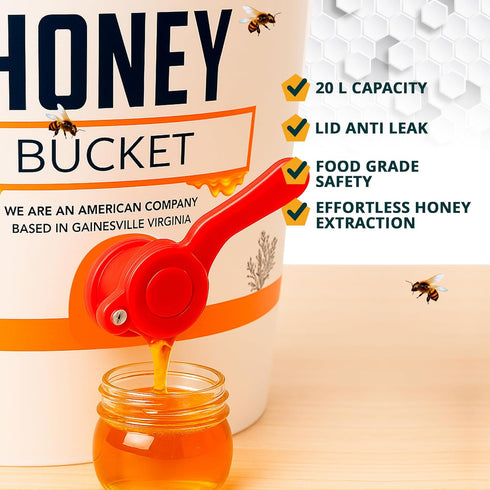5 20L SunVara Honey Bucket Gallon Bucket with Spigot Extractor Equipment Food-Grade PP Capacity