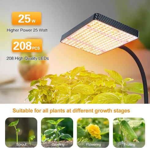 25 4/8/12/16/20H 24"-64" FECiDA Smart Control Watt LED Grow Light with Stand, Timer, Bright Enough Like A Small Sun
