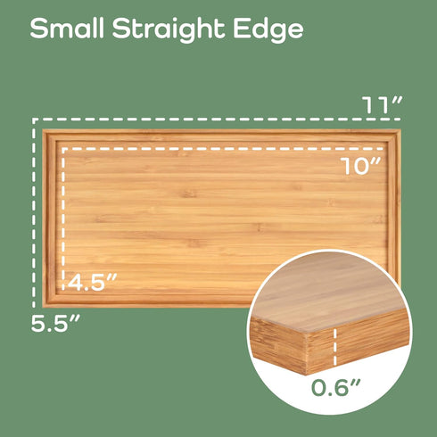 BambooMN Organic Bamboo Serving Tray, 11"x5.5"x0.6" - Ideal for Vanity, Tea Serving, Appetizers, Charcuterie