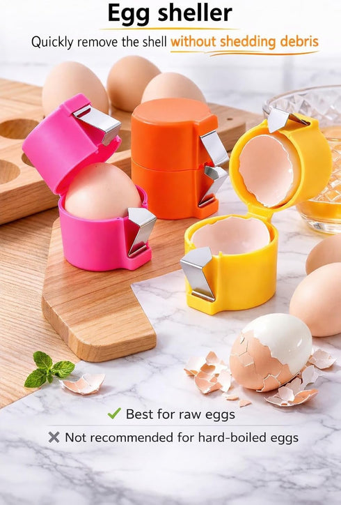 3 PCs Egg Shell Opener Egg Separator for Raw Eggs, Upgraded Stainless Steel Egg Cutter Egg Cracker Tool for Raw
