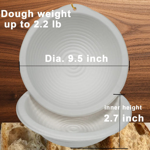 9 Inch 2 Pulp Sourdough Banneton Bread Proofing Basket with Liners, Round Pulp Banneton Bread Proofing Supplies