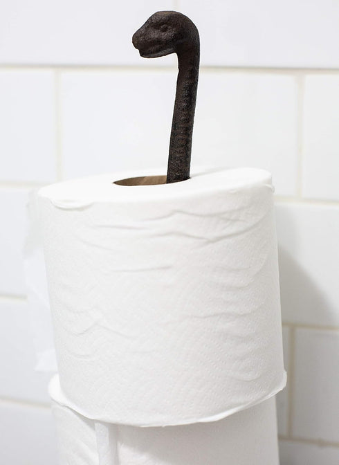 Dinosaur Cast Iron Paper Towel Holder - Sturdy and Functional - Cute Dinosaur Bathroom Decor - Dino Antique Rustic Dcor