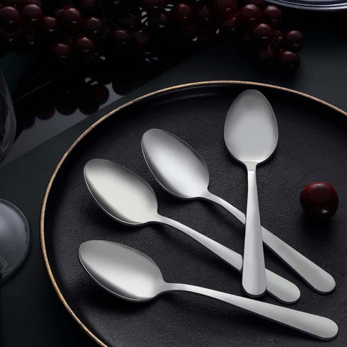 Unokit 36-Piece Silverware Set, 6.7 inch Stainless Steel Dinner Spoons, Dessert Spoon, Tablespoon, Mirror Polished,