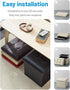 16 inches AmasSmile Storage Ottoman Folding Foot Rest Stool with Side Pocket, Leather Footstool Bench, Short Ottoman