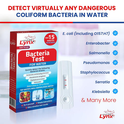 Bacteria Water Test Kit Coliform, E. coli & Salmonella Detection for Well & Tap Water | Rapid Home Drinking Water