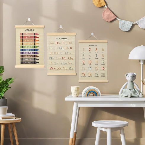 12x16 Inch (3-Pack) BEZONO Toddler Learning Posters | Wall Decor for Playroom & Nursery, Interactive Learning Posters