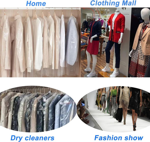 DERIQ 20pcs 60 Inch Plastic Garment Bag, Clear Dry Cleaner Bags for Clothes Cover, Laundry Bags for Storage