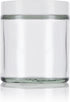 4 oz / 120 ml Clear Thick Glass Straight Sided with White Smooth Lid, 12 pack + Small Glass Balm Jar