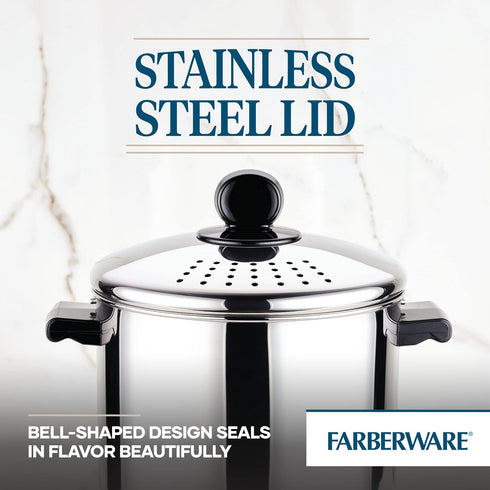 Farberware Classic Series 8-Quart Stainless Steel Covered Straining Stockpot with Lid, Silver