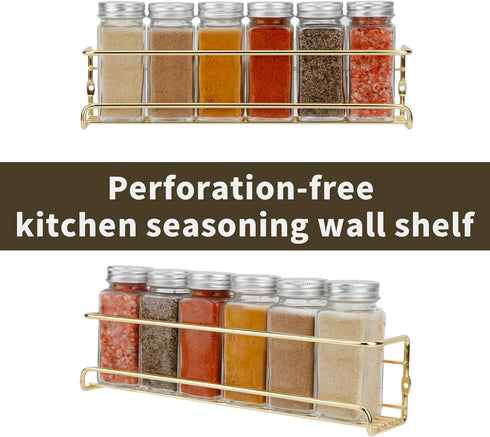 2 Pack Self Adhesive Wall Mounted Fridge Refrigerator Spice Racks,Metal Kitchen Seasoning Jar Organizer for Space