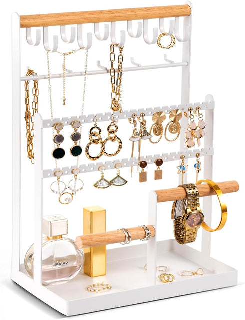 ProCase 6 Tier Jewelry Organizer Stand, Necklace Holder with 15 Hooks, Jewelry Tower Display Rack for Earrings, Rings -