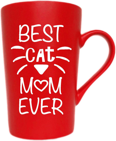 Funny Cat Mom Coffee Mug, 12 Oz - Best Cat Mom Ever Gifts from Daughter or Son, Red