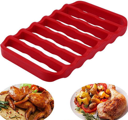 2 Pack Silicone Roasting Racks - Non Stick Easy-Clean Cooling Rack for Cooking, Baking, Steaming (2 Pack, Red)