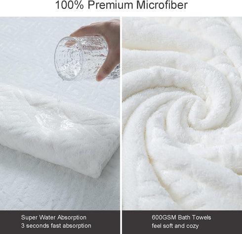 8 Pack Set White,2 Towels(35"x70"), 2 Towels,4 Ferdilan Bath Towels Oversized Bath Hand Washcloths Ultra Soft