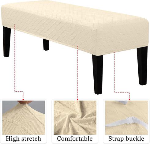 Lebaley 42-54 inch 14-18" Stretch Jacquard Ottoman & Bench Cover Removable Washable Slipcover for Rectangular Benches