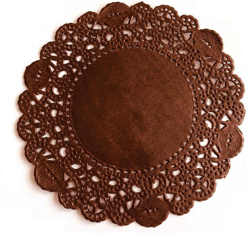 50Pcs Brown Glassine Paper Doilies | Round (8 Inch)