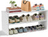 White Shoe Rack Organizer for Closet, 2-Tier Expandable Shoe Shelf, Stackable Iron