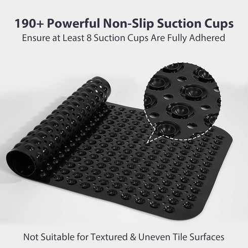 17x30 Inch Black Bathtub Mat Shower Mat Non Slip Standard Size, Soft Bubble Bath Tub Mat Shower Mats for Inside Shower