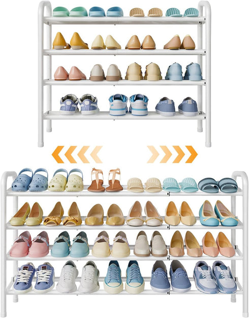 Gewudraw Shoe Rack for Closet,4 Tier Shoe Organizer, 28 Metal Shelf Can