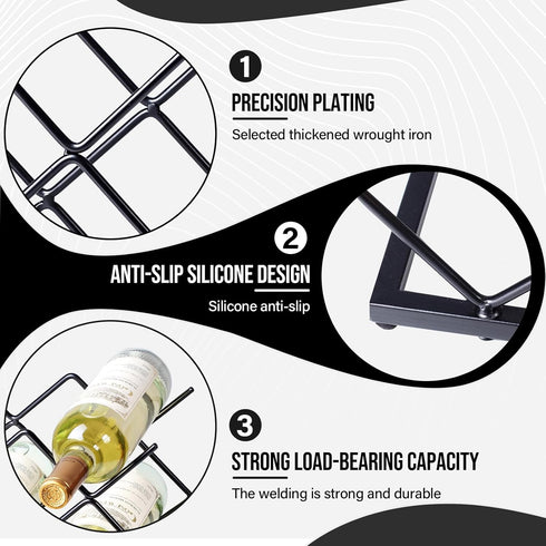 Countertop Wine Rack - 5 Bottle Freestanding Modern Gold Metal Small Wine Holder for Cabinet, Pantry
