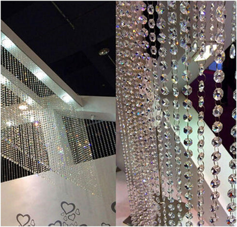99FT (99FT(30M)) WAZHRMGHG Clear Acrylic Crystal Garland Strands Hanging Chandelier Bead Chain Ornament String