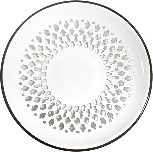 Enamelware Bread Plate, Vintage Look Enamel Vented Bread Bowl