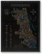 Neon Neighborhood Map of Chicago Poster, Chicago Gift and Wall Art