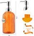 16 OZ Soap Dispenser, Clear Tempered Glass with 304 Stainless Steel Pump for Bathroom, Kitchen, Lotion (Orange)