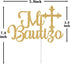 Spanish Mi Bautizo Cake Topper, Baby Shower Party Decor, Gold Glitter for 1st Birthday/Gender Reveal